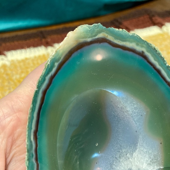 Vintage Green Agate Slice Crystal Geode Rock Piece Decor - Picture 8 of 16